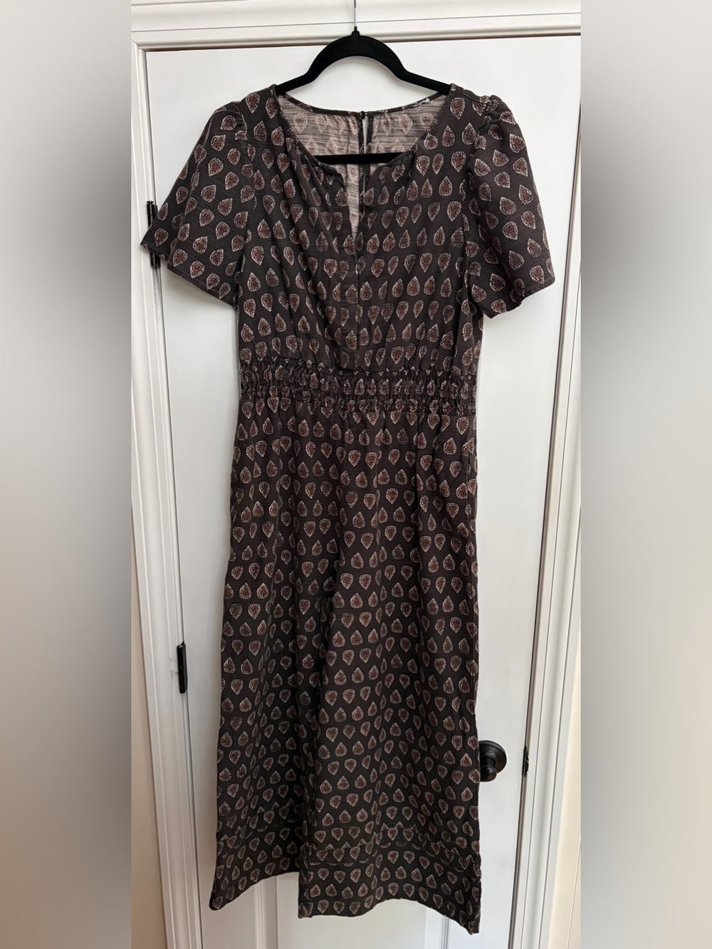 Anthropologie Somerset Jumpsuit Black Geo Pattern Wide-Leg Boho Jumpsuit Sz M - Picture 2 of 7